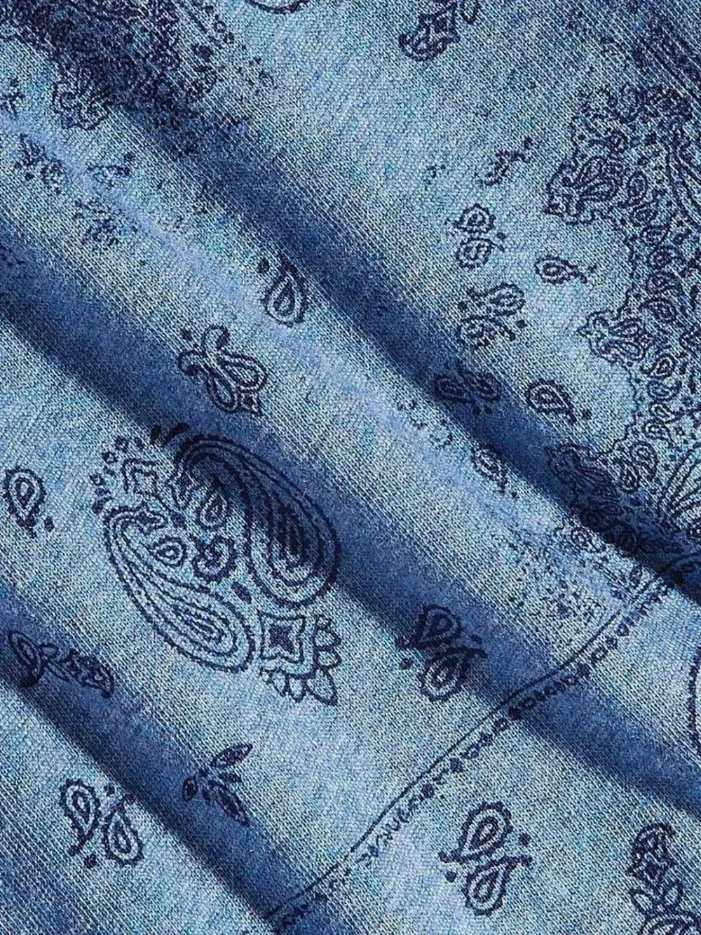 Epic Threads Girls Crop Top Shirt Size 7 Blue Bandana Paisley Graphic Tee